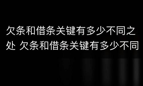 欠条和借条关键有多少不同之处 欠条和借条关键有多少不同之处呢