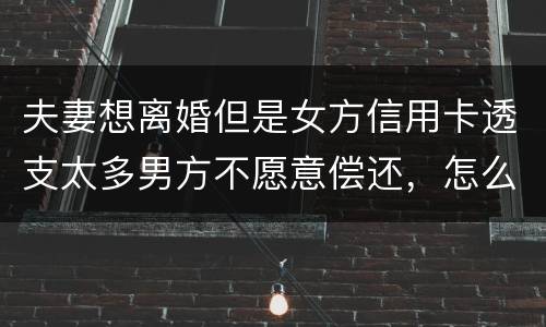 夫妻想离婚但是女方信用卡透支太多男方不愿意偿还，怎么叫他偿还了离婚