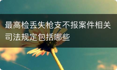 最高检丢失枪支不报案件相关司法规定包括哪些