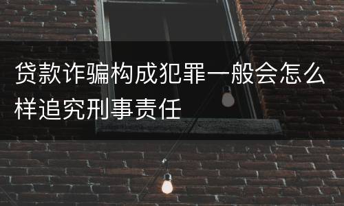 贷款诈骗构成犯罪一般会怎么样追究刑事责任