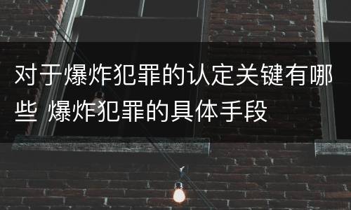 对于爆炸犯罪的认定关键有哪些 爆炸犯罪的具体手段