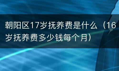 朝阳区17岁抚养费是什么（16岁抚养费多少钱每个月）