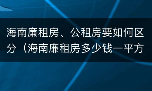 海南廉租房、公租房要如何区分（海南廉租房多少钱一平方）