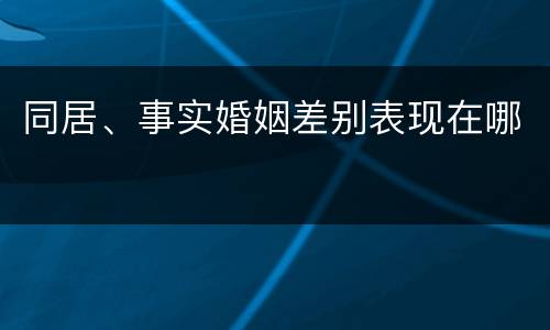 同居、事实婚姻差别表现在哪