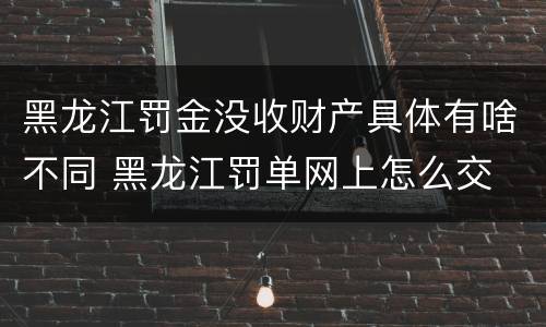 黑龙江罚金没收财产具体有啥不同 黑龙江罚单网上怎么交