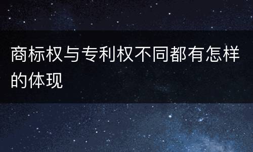 商标权与专利权不同都有怎样的体现