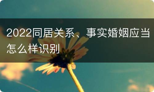2022同居关系、事实婚姻应当怎么样识别