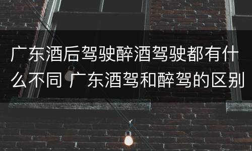 广东酒后驾驶醉酒驾驶都有什么不同 广东酒驾和醉驾的区别处罚