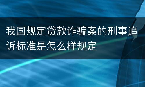 我国规定贷款诈骗案的刑事追诉标准是怎么样规定