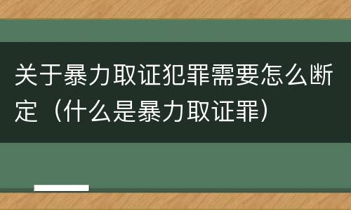 关于暴力取证犯罪需要怎么断定（什么是暴力取证罪）