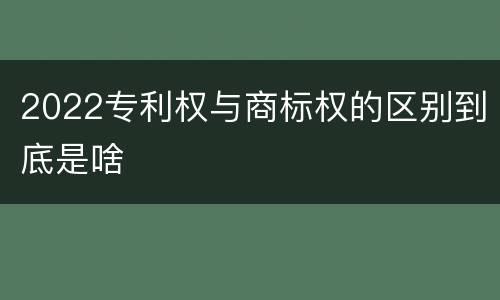 2022专利权与商标权的区别到底是啥