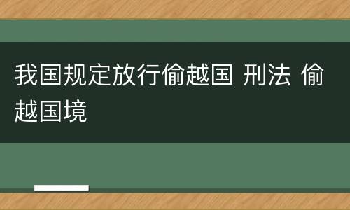 我国规定放行偷越国 刑法 偷越国境