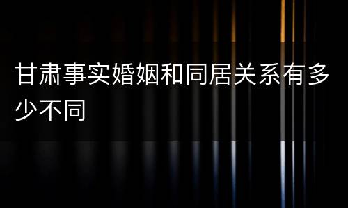 甘肃事实婚姻和同居关系有多少不同