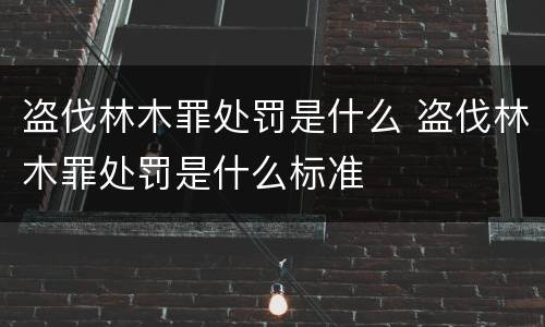 盗伐林木罪处罚是什么 盗伐林木罪处罚是什么标准