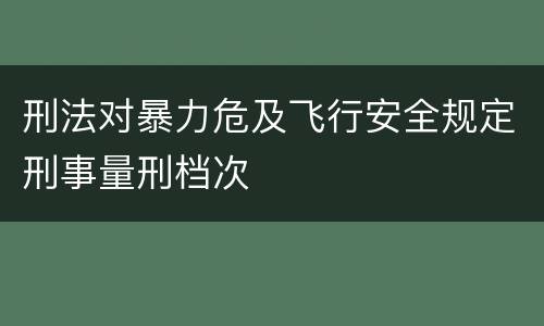 刑法对暴力危及飞行安全规定刑事量刑档次