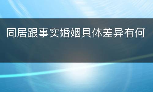 同居跟事实婚姻具体差异有何