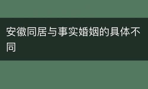 安徽同居与事实婚姻的具体不同