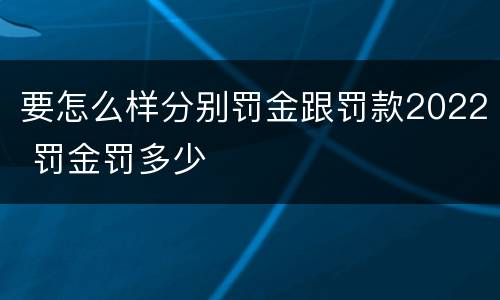 要怎么样分别罚金跟罚款2022 罚金罚多少