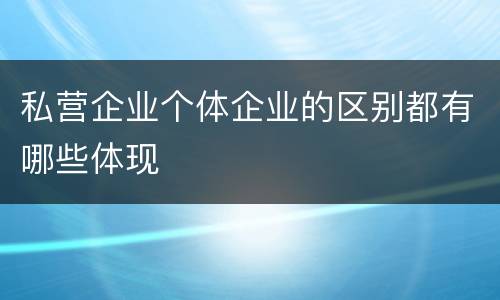 私营企业个体企业的区别都有哪些体现