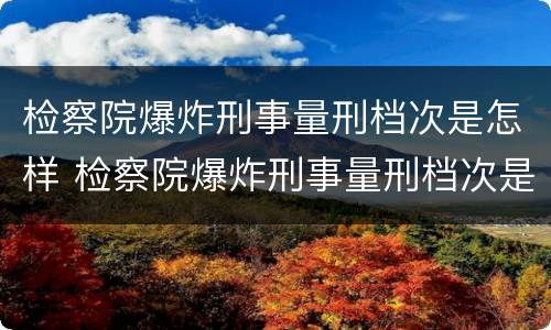 检察院爆炸刑事量刑档次是怎样 检察院爆炸刑事量刑档次是怎样定的