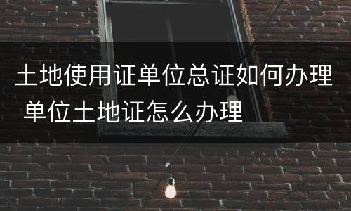 土地使用证单位总证如何办理 单位土地证怎么办理