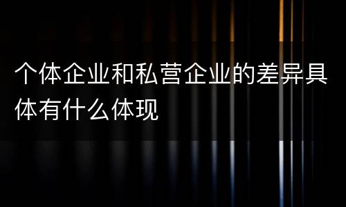 个体企业和私营企业的差异具体有什么体现