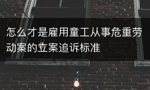 怎么才是雇用童工从事危重劳动案的立案追诉标准