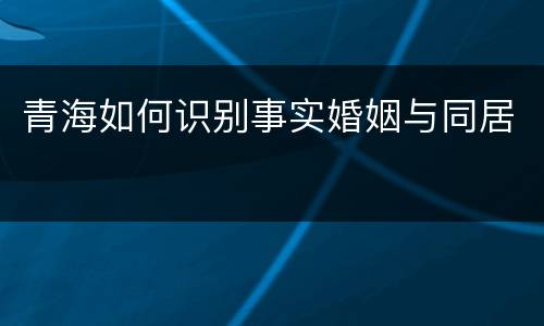 青海如何识别事实婚姻与同居