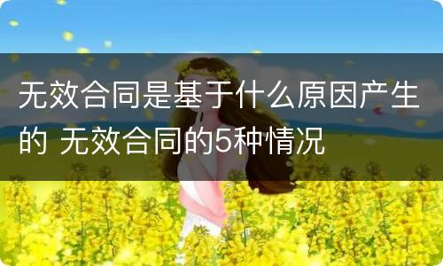 无效合同是基于什么原因产生的 无效合同的5种情况