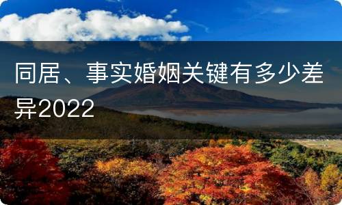 同居、事实婚姻关键有多少差异2022