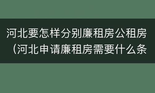 河北要怎样分别廉租房公租房（河北申请廉租房需要什么条件）