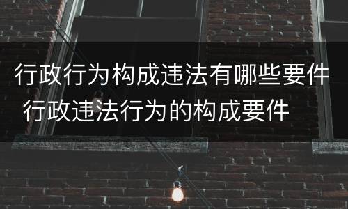 行政行为构成违法有哪些要件 行政违法行为的构成要件