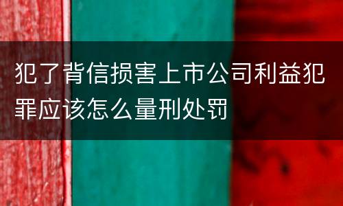 犯了背信损害上市公司利益犯罪应该怎么量刑处罚