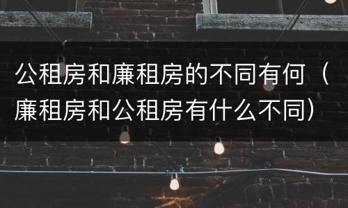 公租房和廉租房的不同有何（廉租房和公租房有什么不同）