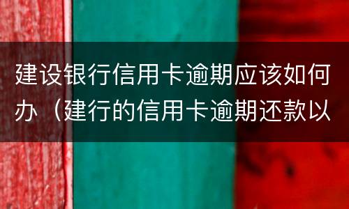 建设银行信用卡逾期应该如何办（建行的信用卡逾期还款以后多久能使用）