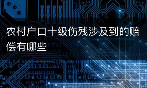 农村户口十级伤残涉及到的赔偿有哪些