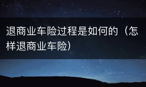 退商业车险过程是如何的（怎样退商业车险）