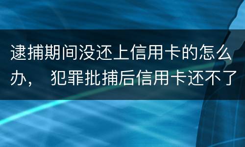 逮捕期间没还上信用卡的怎么办， 犯罪批捕后信用卡还不了