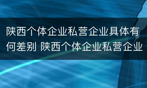 陕西个体企业私营企业具体有何差别 陕西个体企业私营企业具体有何差别呢