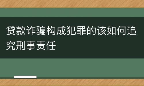 贷款诈骗构成犯罪的该如何追究刑事责任