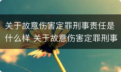 关于故意伤害定罪刑事责任是什么样 关于故意伤害定罪刑事责任是什么样的案件