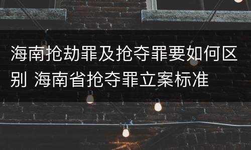 海南抢劫罪及抢夺罪要如何区别 海南省抢夺罪立案标准