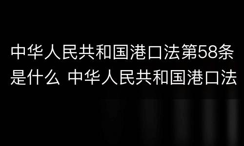 中华人民共和国港口法第58条是什么 中华人民共和国港口法释义