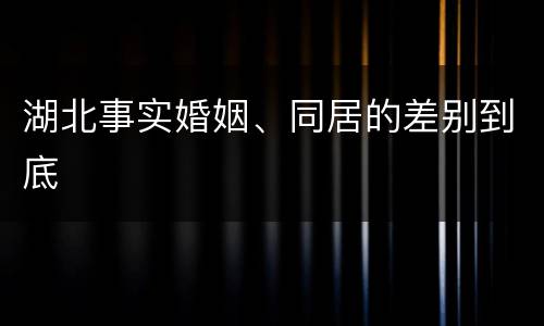 湖北事实婚姻、同居的差别到底