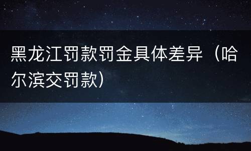 黑龙江罚款罚金具体差异（哈尔滨交罚款）