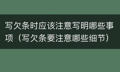 写欠条时应该注意写明哪些事项（写欠条要注意哪些细节）