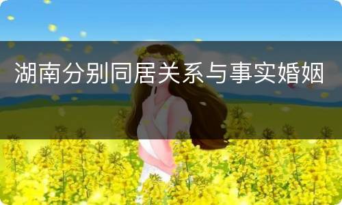 湖南分别同居关系与事实婚姻