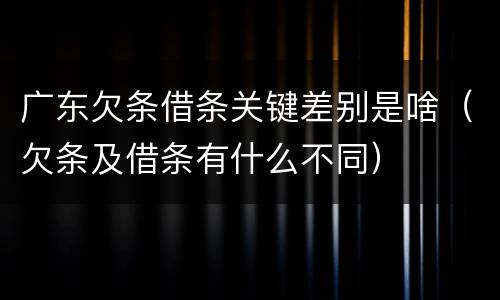 广东欠条借条关键差别是啥（欠条及借条有什么不同）