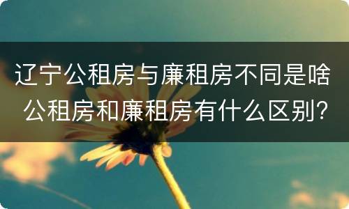 辽宁公租房与廉租房不同是啥 公租房和廉租房有什么区别?用户可以住一辈子吗?