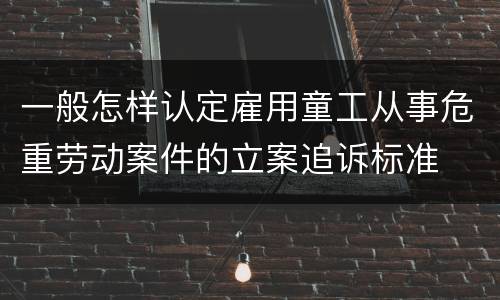 一般怎样认定雇用童工从事危重劳动案件的立案追诉标准